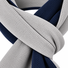 Carica l'immagine nel visualizzatore di Gallery, Riviera Collo In Cashmere Con Asola Passante Bicolore Gris1/Blu Melange