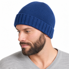 Carica l'immagine nel visualizzatore di Gallery, Riviera Berretto In Cashmere Cupola Rasata Blu Melange