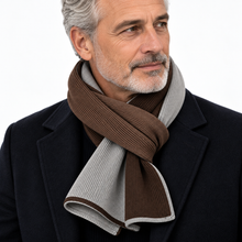 Carica l'immagine nel visualizzatore di Gallery, Riviera Collo In Cashmere Con Asola Passante Bicolore Brown/Gris2