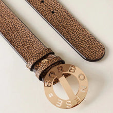 Carica l'immagine nel visualizzatore di Gallery, Borbonese Cintura Di Tela Rivestita Op E Pelle Natural/Black - STANGA Pelletteria