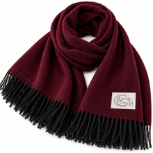 Carica l'immagine nel visualizzatore di Gallery, Cecchi e Cecchi Sciarpa in Puro Cashmere Abella Elegante Con Frange Bordeaux Nero - STANGA Pelletteria