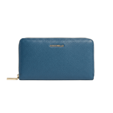 Carica l'immagine nel visualizzatore di Gallery, Coccinelle Portafoglio Zip Around Large Metallic Soft Deep Blue - STANGA Pelletteria