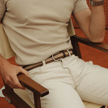 Carica l'immagine nel visualizzatore di Gallery, La Boucle Cintura Canterbury Chevron Brown/Beige - STANGA Pelletteria