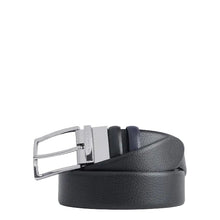 Carica l'immagine nel visualizzatore di Gallery, Piquadro Cintura Uomo Reversibile Fibia Argento Quadrata Nera/Blu - STANGA Pelletteria