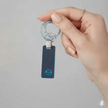 Carica l'immagine nel visualizzatore di Gallery, Piquadro Portachiavi con inserto in pelle Blue Square Blu2 - STANGA Pelletteria