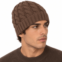 Carica l'immagine nel visualizzatore di Gallery, Riviera Berretto In Cashmere Treccia Senza Risvolto Brown - STANGA Pelletteria
