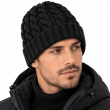 Carica l'immagine nel visualizzatore di Gallery, Riviera Berretto In Cashmere Treccia Senza Risvolto Nero - STANGA Pelletteria