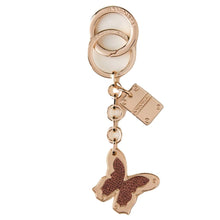 Carica l'immagine nel visualizzatore di Gallery, Borbonese Portachiavi Di Metallo Farfalla Light Gold / Op Naturale - STANGA Pelletteria