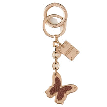 Carica l'immagine nel visualizzatore di Gallery, Borbonese Portachiavi Di Metallo Farfalla Light Gold / Op Naturale - STANGA Pelletteria