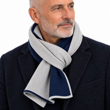 Carica l'immagine nel visualizzatore di Gallery, Riviera Collo In Cashmere Con Asola Passante Bicolore Gris1/Blu Melange
