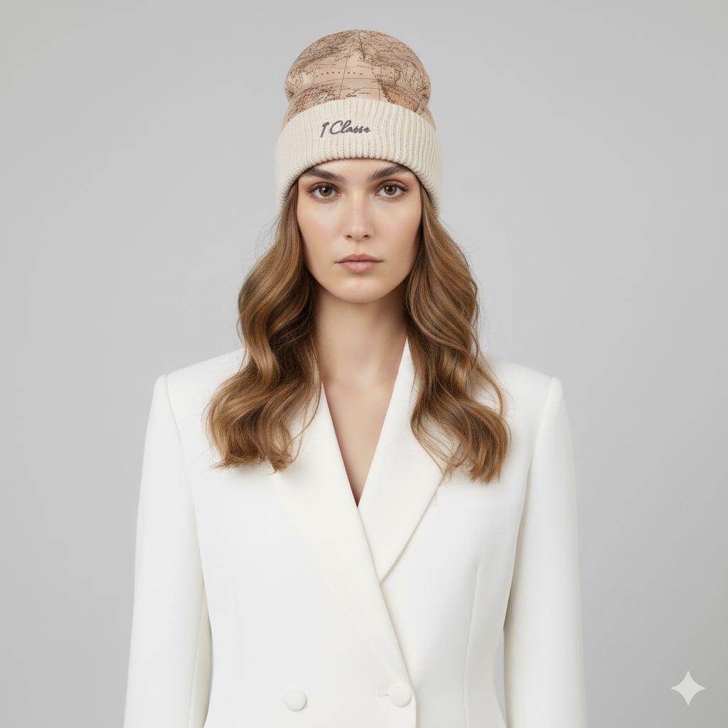 Alviero Martini 1^Classe Cuffia In Nylon Geo Classic Panna