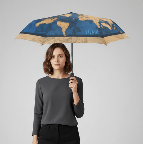 Alviero Martini 1^ Classe Mini Ombrello In Tessuto Stampa Geo Bicolor Blu - STANGA Pelletteria