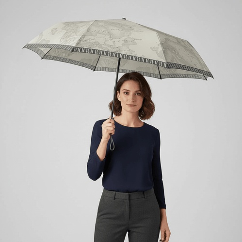 Alviero Martini 1^ Classe Mini Ombrello In Tessuto Stampa Geo Grigio - STANGA Pelletteria
