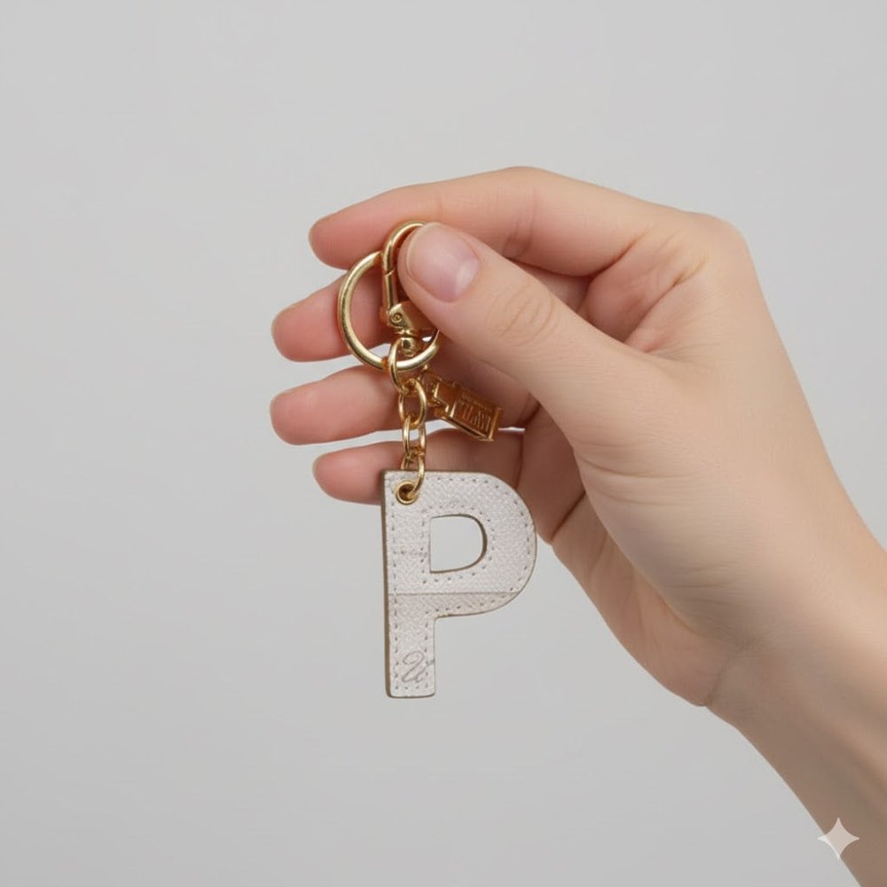 Alviero Martini 1^ Classe Portachiavi Geo White Lettera P P00P - STANGA Pelletteria