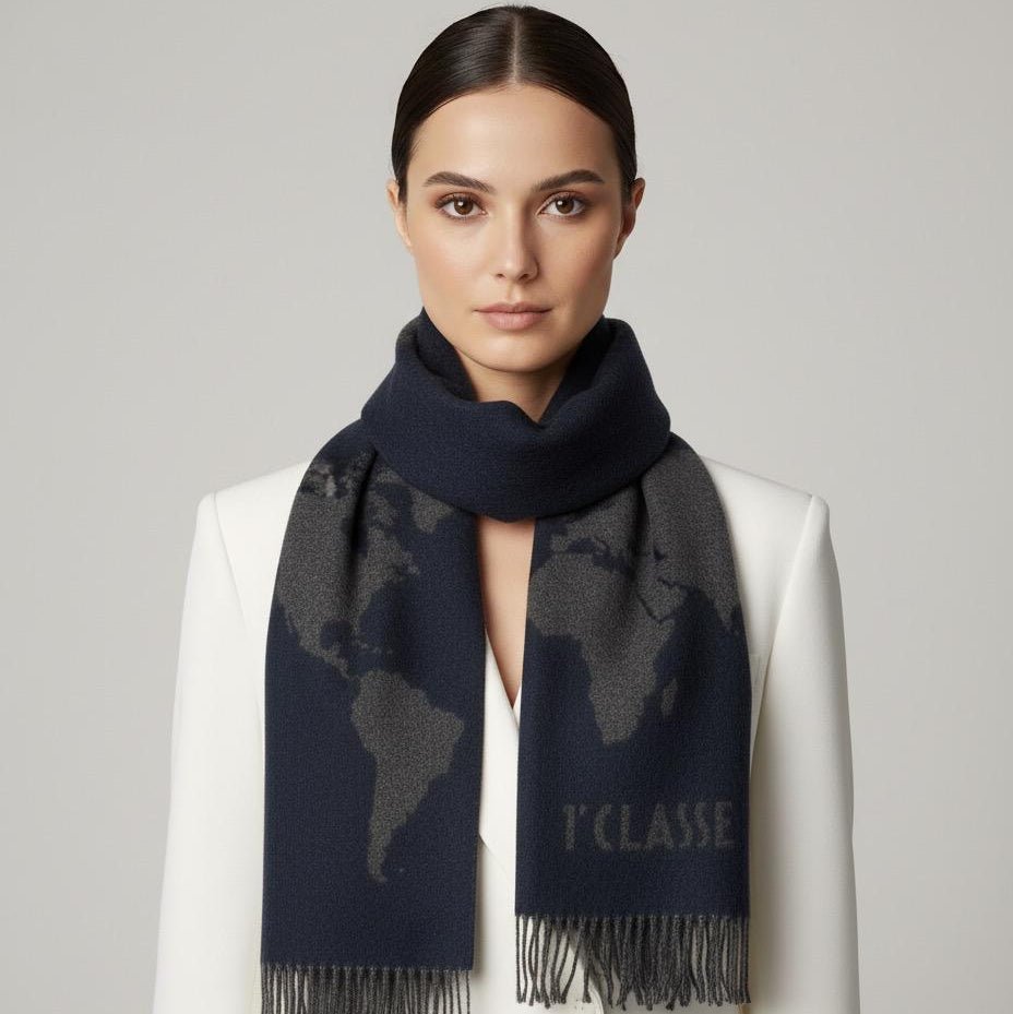 Alviero Martini 1^ Classe Sciarpa Geo Pieno Blu Notte S378 - STANGA Pelletteria