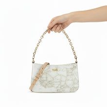Carica l'immagine nel visualizzatore di Gallery, Alviero Martini 1^A Classe Borsa Pochette Con Tracolla in Tessuto Geo White Bianca M045 - STANGA Pelletteria
