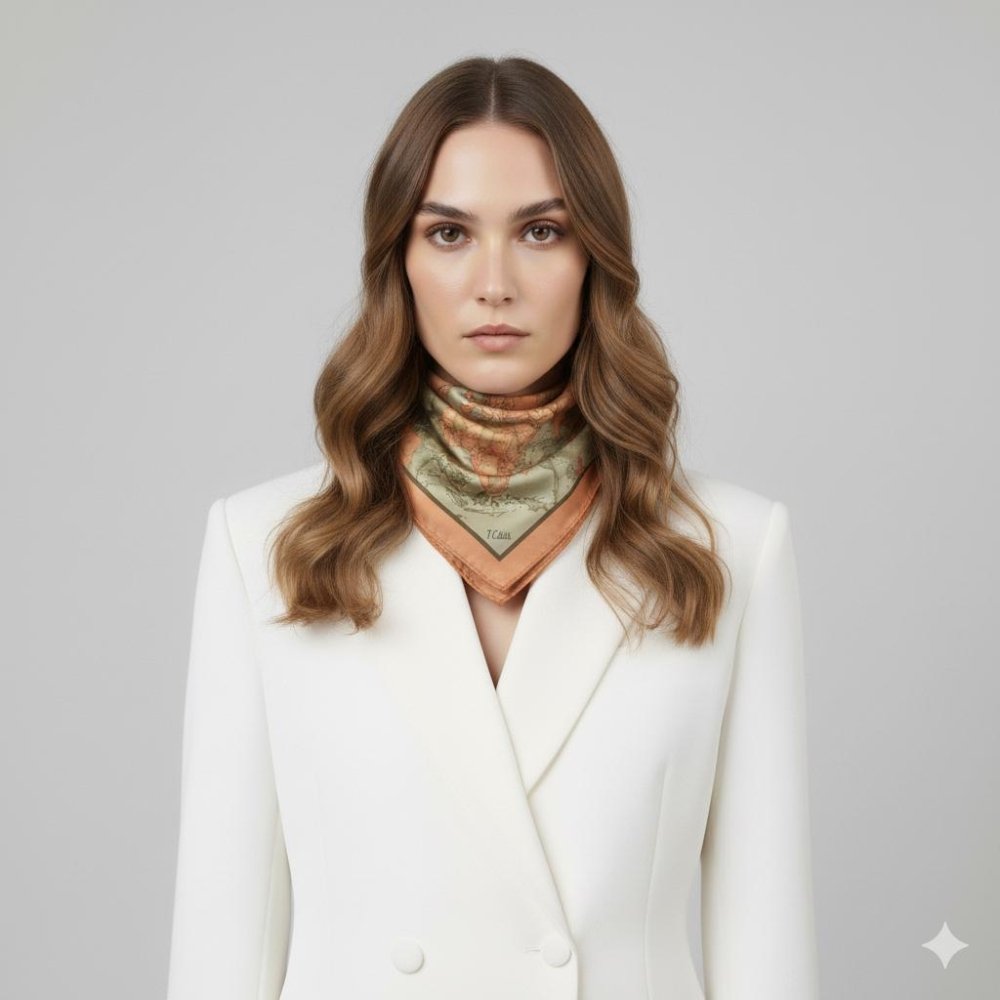 Alviero Martini 1^Classe Foulard Doppio Geo 90x90 Salvia - STANGA Pelletteria