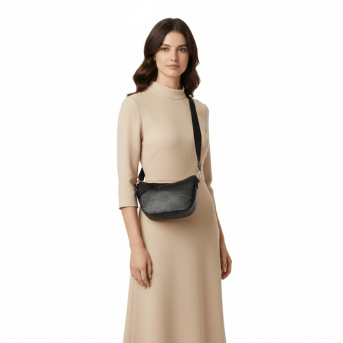 Alviero Martini 1^Classe Geo Soft Tracolla a Mezza Luna Piccola Black - STANGA Pelletteria