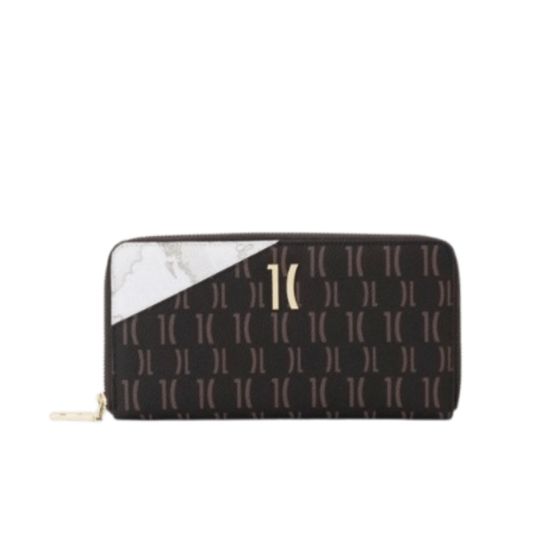 Alviero Martini 1^Classe High Monogram Geo Portafoglio Zip Around Cioccolato - STANGA Pelletteria