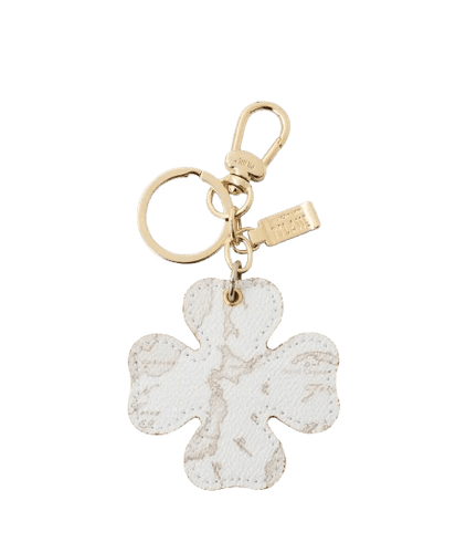 Alviero Martini 1^Classe Portachiavi a Forma di Quadrifoglio Geo White - STANGA Pelletteria