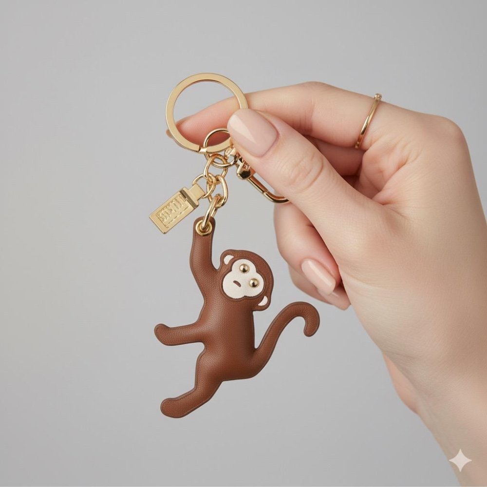 Alviero Martini 1^Classe Portachiavi Scimmietta In Pelle Cuoio - STANGA Pelletteria