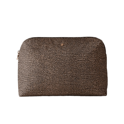 Borbonese Beauty Case Medium OP Natural/Black - STANGA Pelletteria