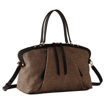 Carica l'immagine nel visualizzatore di Gallery, Borbonese Borsa Frame Bauletto Medium Op Naturale/Black - STANGA Pelletteria
