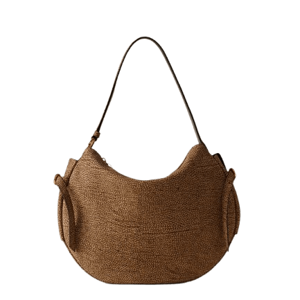 Borbonese Bridle Hobo Medium Camoscio Naturale - STANGA Pelletteria