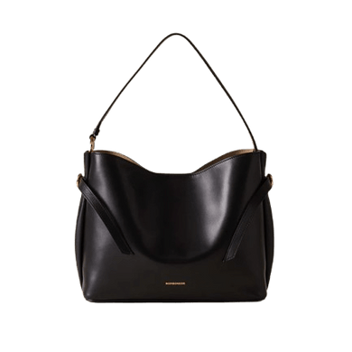 Borbonese Bridle Secchiello Medium Nero/ Op Naturale - STANGA Pelletteria