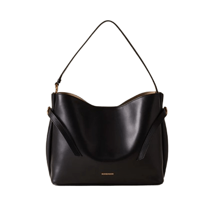 Borbonese Bridle Secchiello Medium Nero/ Op Naturale - STANGA Pelletteria