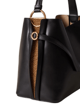 Carica l&#39;immagine nel visualizzatore di Gallery, Borbonese Bridle Secchiello Medium Nero/ Op Naturale - STANGA Pelletteria

