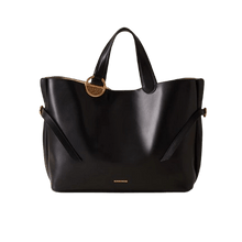 Carica l&#39;immagine nel visualizzatore di Gallery, Borbonese Bridle Shopping Medium Nero/Op Naturale - STANGA Pelletteria
