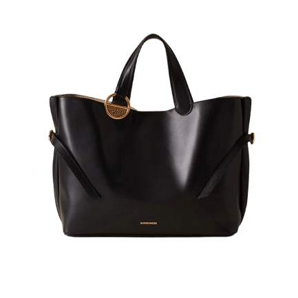 Borbonese Bridle Shopping Medium Nero/Op Naturale - STANGA Pelletteria