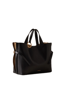 Borbonese Bridle Shopping Medium Nero/Op Naturale - STANGA Pelletteria