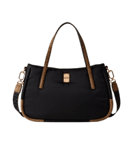 Carica l&#39;immagine nel visualizzatore di Gallery, Borbonese Cahier Shopper Medium Black/Op Naturale - STANGA Pelletteria
