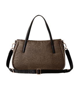 Borbonese Cahier Shopper Medium Op Naturale/Black - STANGA Pelletteria