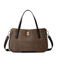 Carica l&#39;immagine nel visualizzatore di Gallery, Borbonese Cahier Shopper Medium Op Naturale/Black - STANGA Pelletteria
