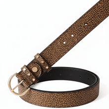 Carica l&#39;immagine nel visualizzatore di Gallery, Borbonese Cintura Reversibile Di Tela Op e Pelle Op Natural Black - STANGA Pelletteria
