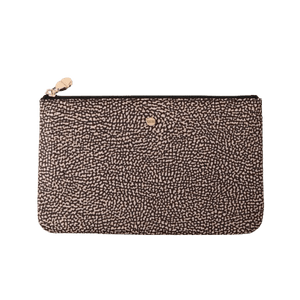 Borbonese Classica Flat Pouch Grande Op Natural/Black - STANGA Pelletteria