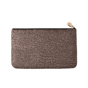 Borbonese Classica Flat Pouch Grande Op Natural/Black - STANGA Pelletteria