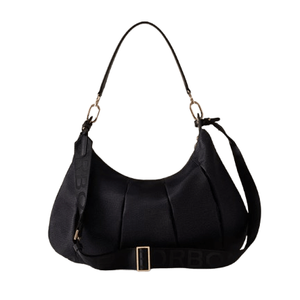 Borbonese Croissant Hobo Medium Dark Black - STANGA Pelletteria