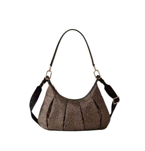 Borbonese Croissant Hobo Small Op/Natural Black - STANGA Pelletteria