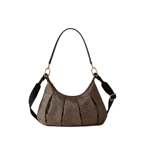 Borbonese Croissant Hobo Small Op/Natural Black - STANGA Pelletteria