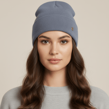 Carica l&#39;immagine nel visualizzatore di Gallery, Borbonese Cuffia Risvolto Powder Blue - STANGA Pelletteria
