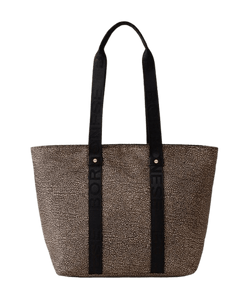Borbonese Eco Line Shopper Medium Op Natural/Black - STANGA Pelletteria