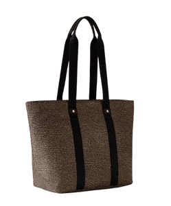Borbonese Eco Line Shopper Medium Op Natural/Black - STANGA Pelletteria