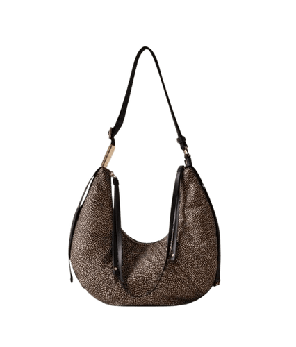 Borbonese Fold Hobo Small Op Natural/Black - STANGA Pelletteria