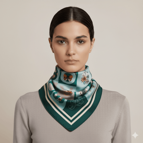 Borbonese Foulad 90x90 Forest/Marine/Kaki - STANGA Pelletteria