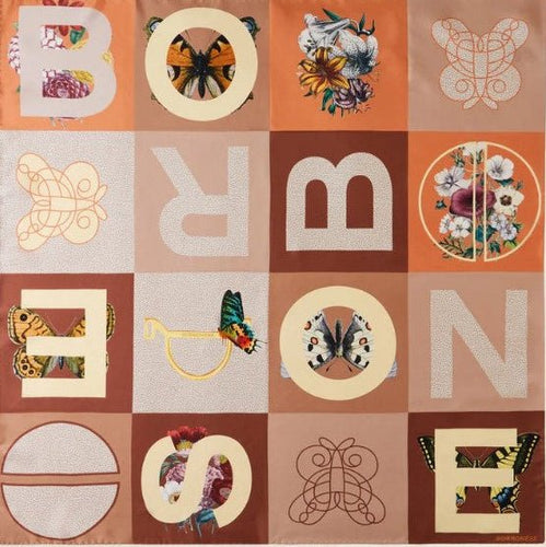Borbonese Foulad 90x90 Tangerine/Coconut/Sabbia - STANGA Pelletteria