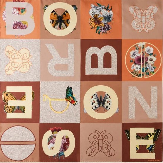 Borbonese Foulad 90x90 Tangerine/Coconut/Sabbia - STANGA Pelletteria